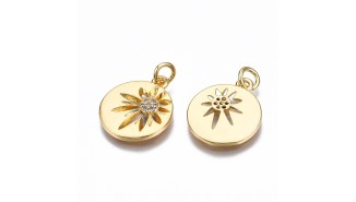 Pendentif fleur strass – Laiton plaqué or 18K