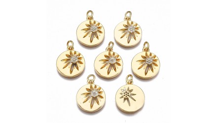 Pendentif fleur strass – Laiton plaqué or 18K