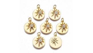 Pendentif fleur strass – Laiton plaqué or 18K