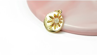 Pendentif fleur strass – Laiton plaqué or 18K