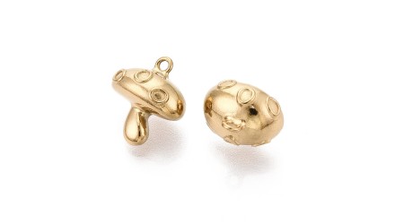Pendentif champignon amanite – Acier inoxydable 304 plaqué or 18K