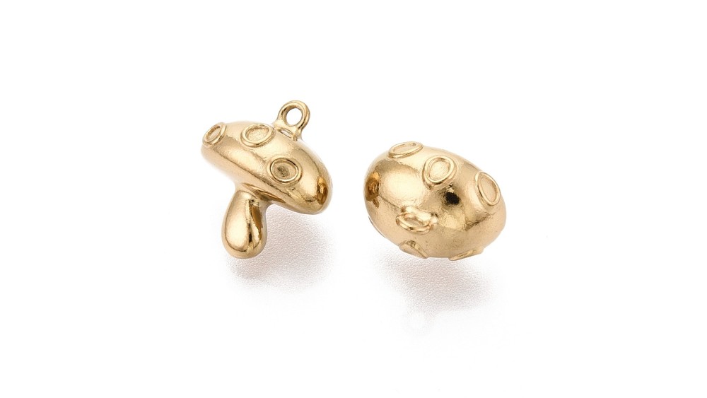 Pendentif champignon amanite – Acier inoxydable 304 plaqué or 18K