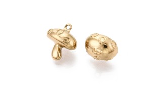 Pendentif champignon amanite – Acier inoxydable 304 plaqué or 18K
