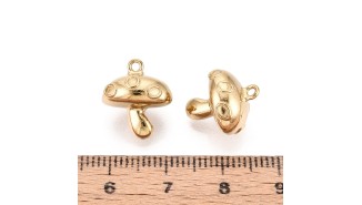 Pendentif champignon amanite – Acier inoxydable 304 plaqué or 18K
