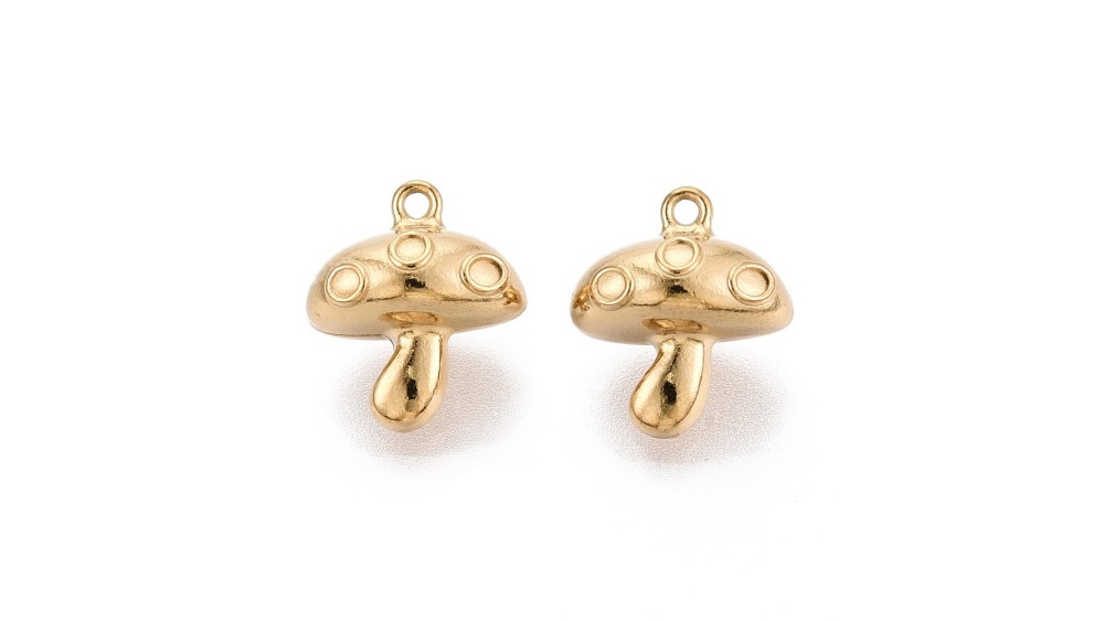 Pendentif champignon amanite – Acier inoxydable 304 plaqué or 18K