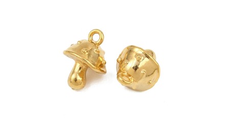 Pendentif petit champignon amanite acier inoxydable 304 plaqué or 18K