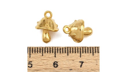 Pendentif petit champignon amanite acier inoxydable 304 plaqué or 18K