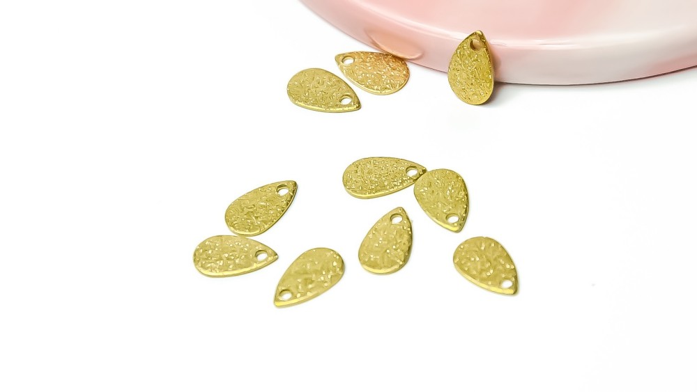 10 gouttes pendentifs acier inoxydable 304 aspect pailleté