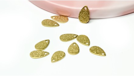 10 gouttes pendentifs acier inoxydable 304 aspect pailleté