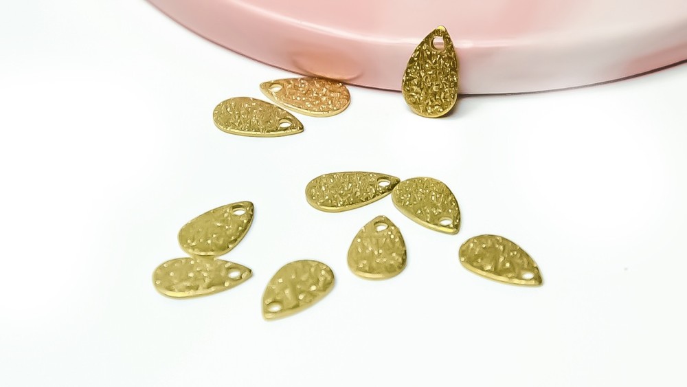 10 gouttes pendentifs acier inoxydable 304 aspect pailleté
