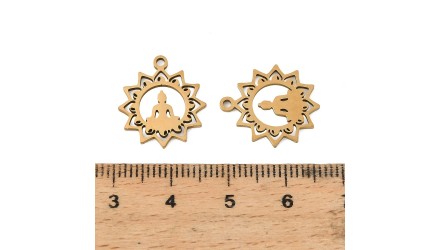 Pendentif Bouddha lotus en acier inoxydable 304 plaqué or 18K
