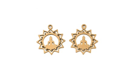 Pendentif Bouddha lotus en acier inoxydable 304 plaqué or 18K