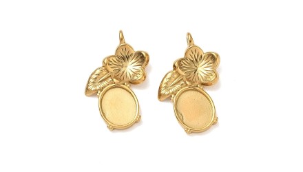 Pendentif floral support cabochon 8 x 10 mm – Acier inoxydable 304 plaqué or 18K IP