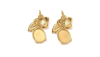 Pendentif floral support cabochon 8 x 10 mm – Acier inoxydable 304 plaqué or 18K IP