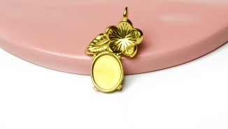 Pendentif floral support cabochon 8 x 10 mm – Acier inoxydable 304 plaqué or 18K IP