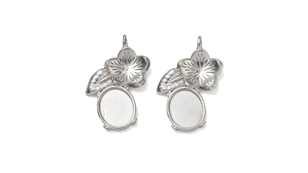 copy of Pendentif floral support cabochon 8 x 10 mm – Acier inoxydable 304 plaqué or 18K IP
