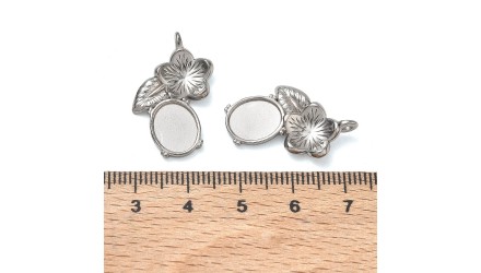 copy of Pendentif floral support cabochon 8 x 10 mm – Acier inoxydable 304 plaqué or 18K IP