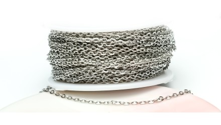 Chaîne maille forçat 2,5 x 1,8 mm – Acier inoxydable 304 anti-ternissement