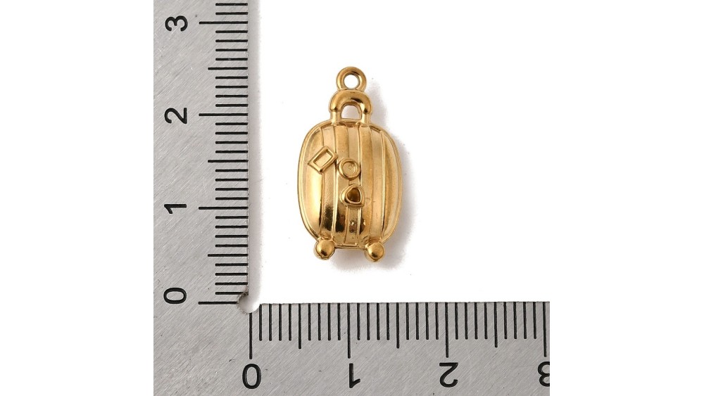 Pendentif valise 3D plaqué or 18K – Acier inoxydable 304 placage IP