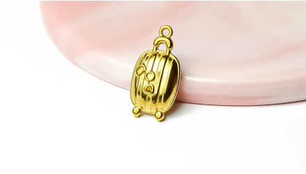 Pendentif valise 3D plaqué or 18K – Acier inoxydable 304 placage IP