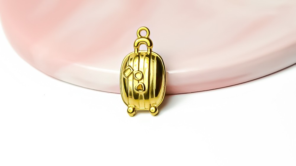 Pendentif valise 3D plaqué or 18K – Acier inoxydable 304 placage IP