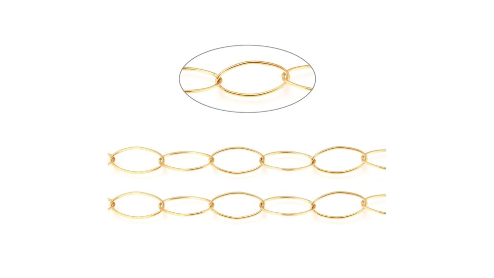 Chaîne maillons ovales dorée en acier inoxydable 304 – Placage PVD