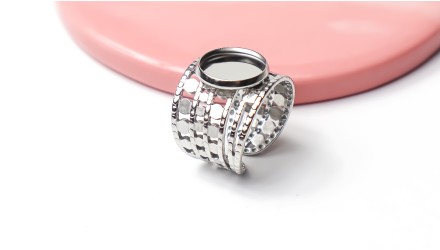bague manchette acier argent