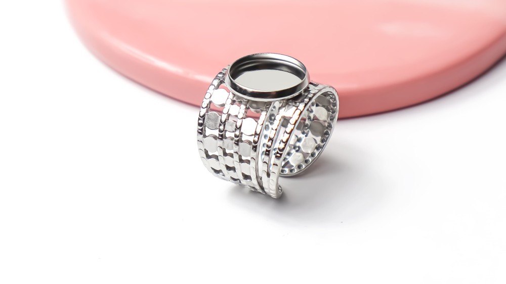 bague manchette acier argent