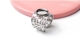 bague manchette acier argent