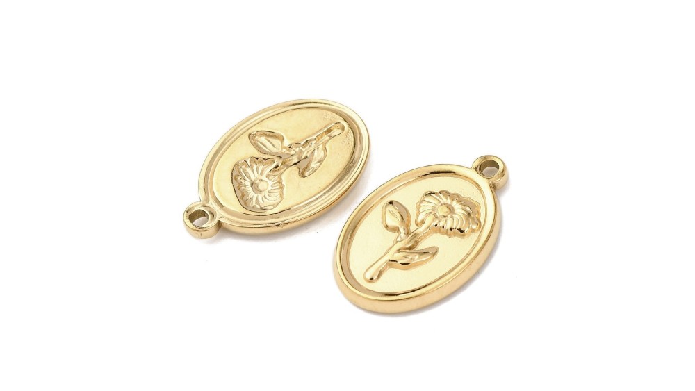 pendentif ovale fleur