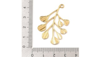 pendentif feuille acier or