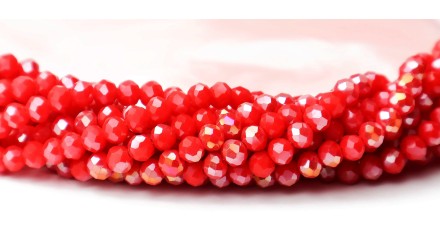 perles à facettes 4mm rouge