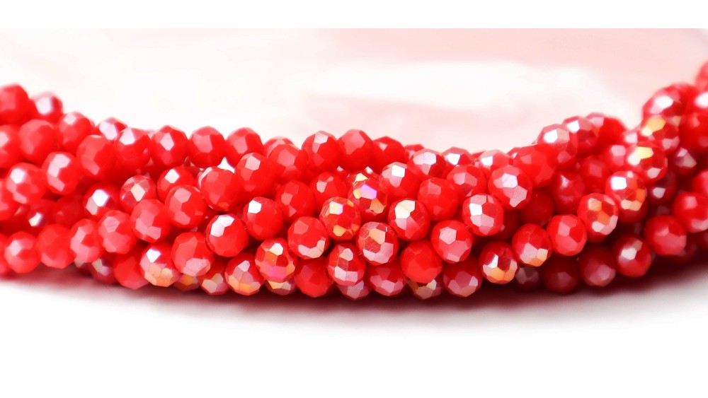 perles à facettes 4mm rouge
