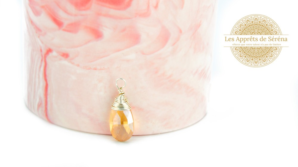 Pendentif goutte verre attache laiton argent