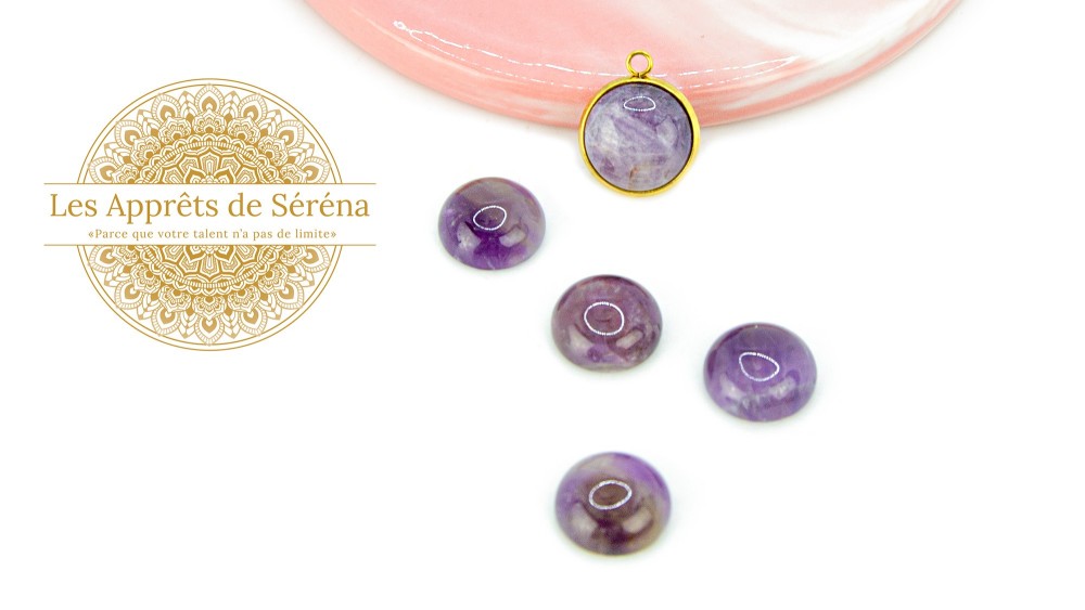cabochon améthyste 10mm foncée