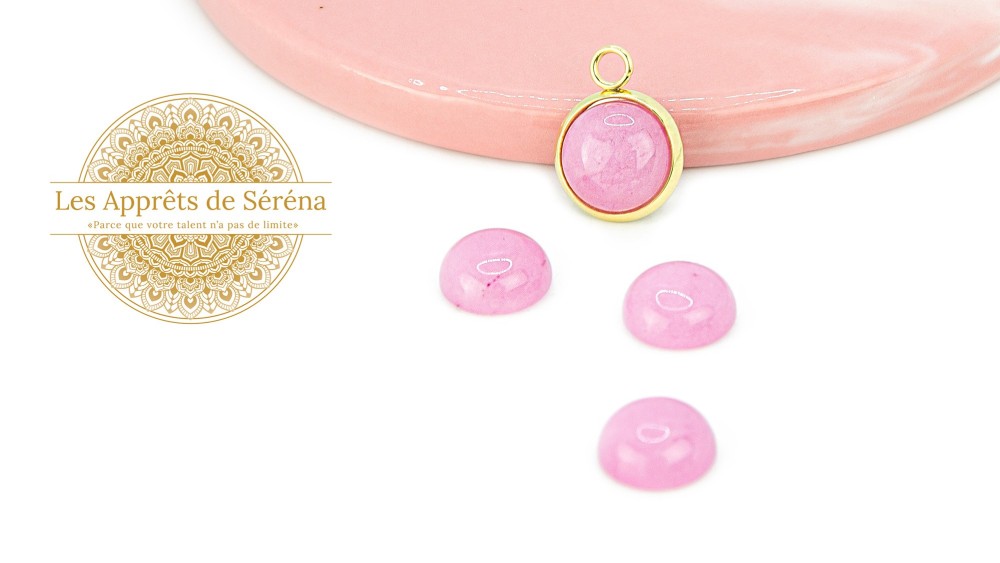 cabochon jade rose 10mm