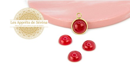 cabochon jade rouge 10mm