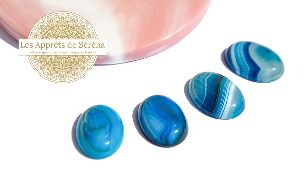 cabochon agate bleue 25x18mm