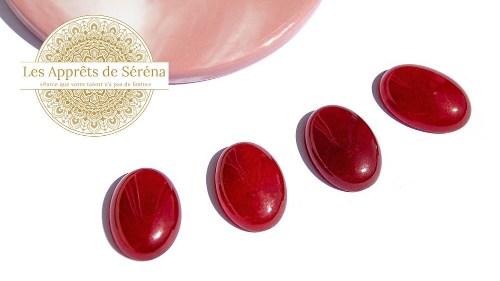 jade naturel teintée cerise 25x18mm
