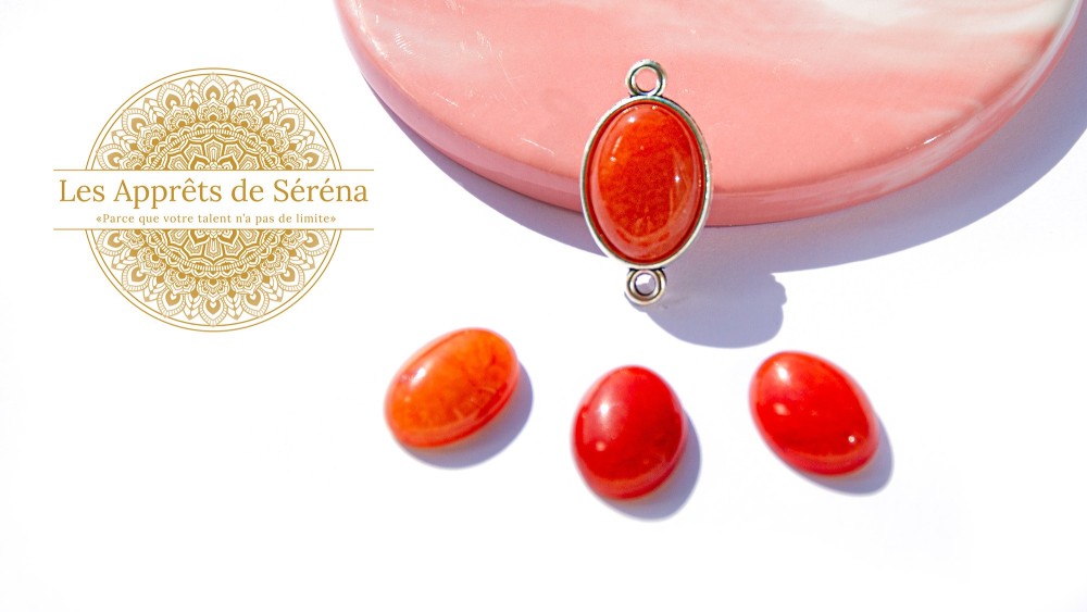cabochon 13x18mm jade corail