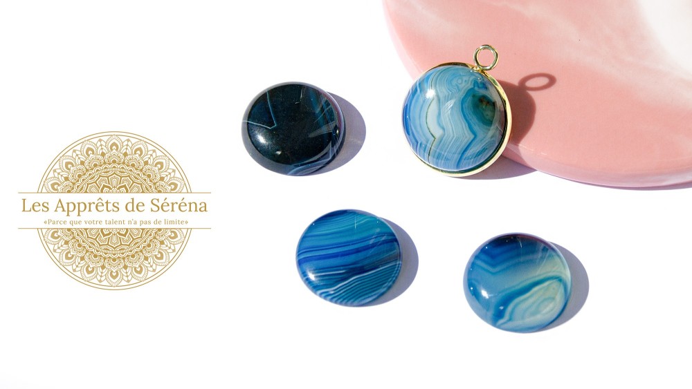 agate à rayures bleue 20mm