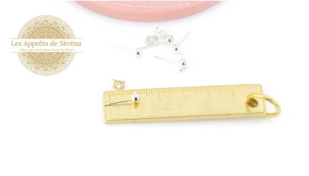 Paire de clous d'oreille boule 4mm en laiton argent pour création DIY