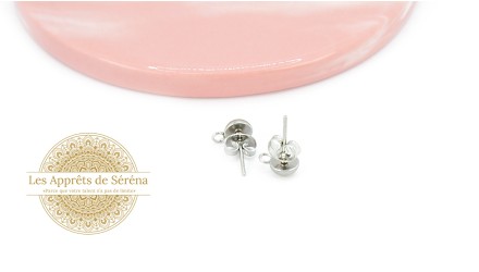 paire puce demi boule acier argent