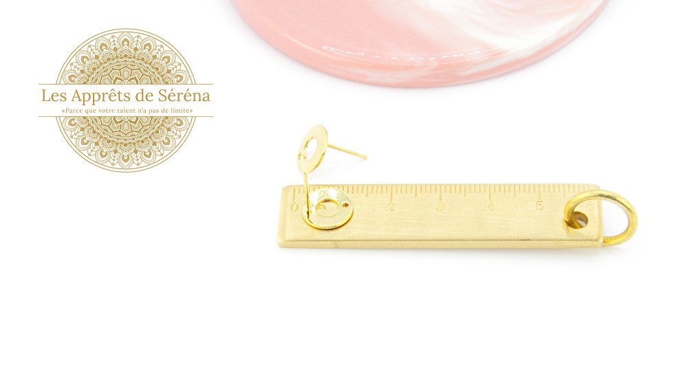 Paire de clous d'oreille ronde creuse 10.5mm en acier doré