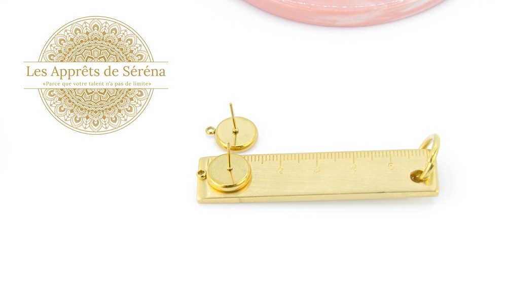paires supports cabochons 10mm en acier 304 doré