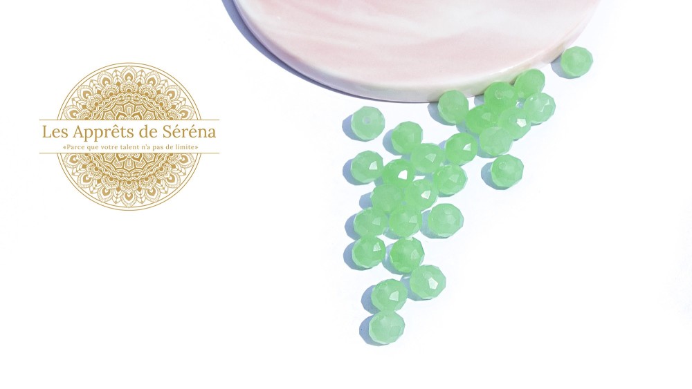 abaques 8x6mm vert anis opale x 50