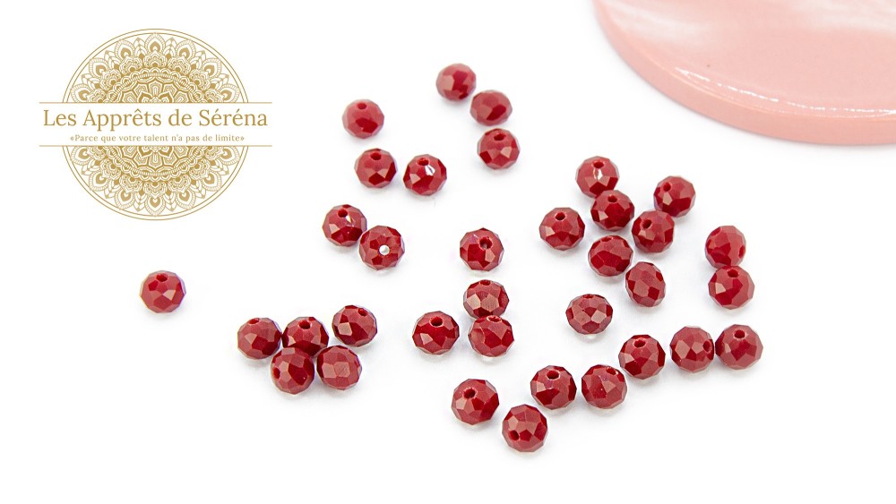 perles 8x6mm bordeaux