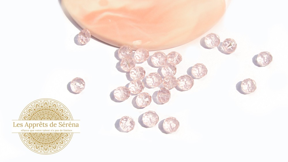 perles 8x6mm rose transparent
