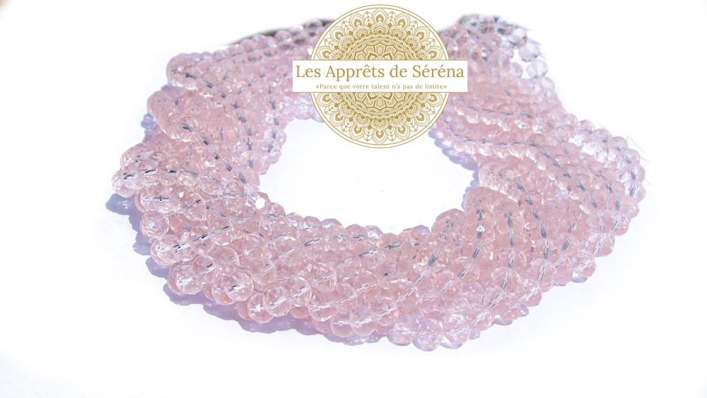 abaques 8x6mm rose transparent