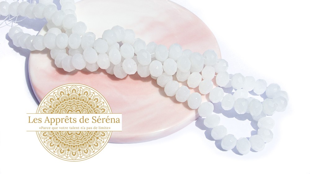 abaques 8x6mm blanches opale
